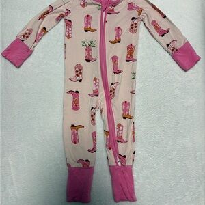 Reshinee Pink Cowgirl Boots Bamboo Zippy | 0–3 Months | EUC